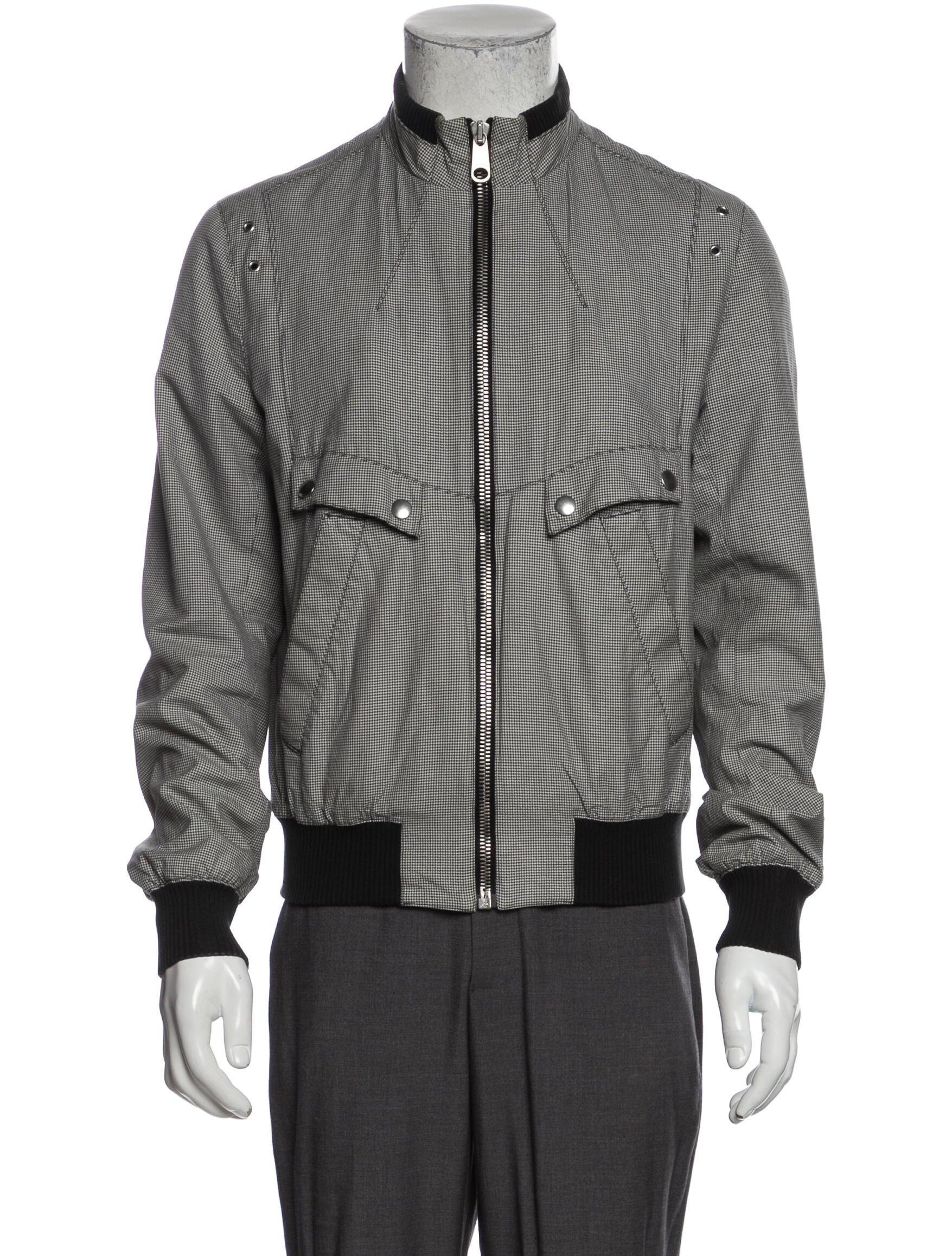 Dior Homme 2008 Houndstooth Print Jacket - Grey Outerwear