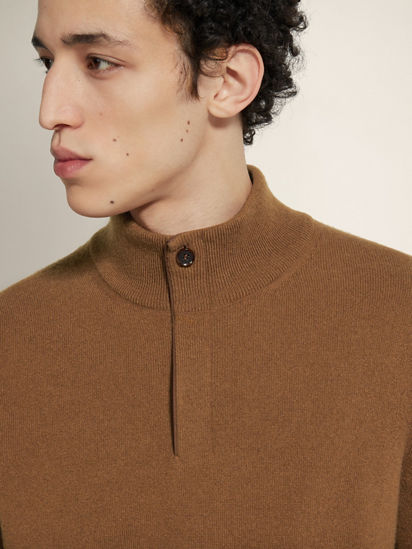 Dark Foliage Mélange Oasi Cashmere Zip Mock Neck Sweater FW25