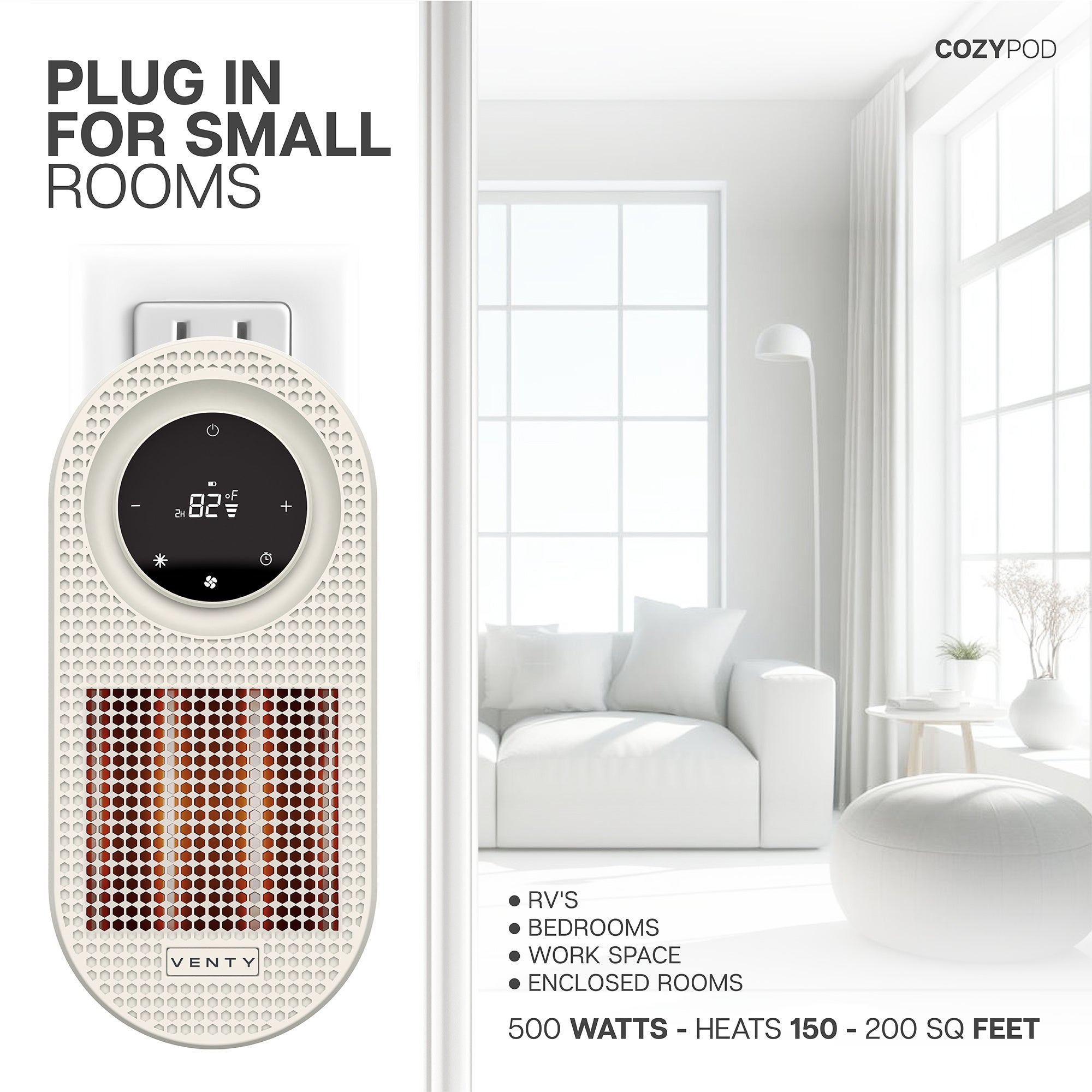 極美品】VENTY COZY POD ポータブルヒーター プラグインヒーター 寒い