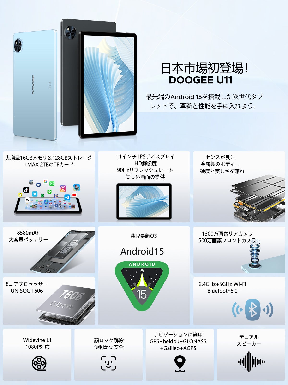 ついに来た！Andorid15タブレット！AIを手に入ろう！DOOGEE U11 先着順