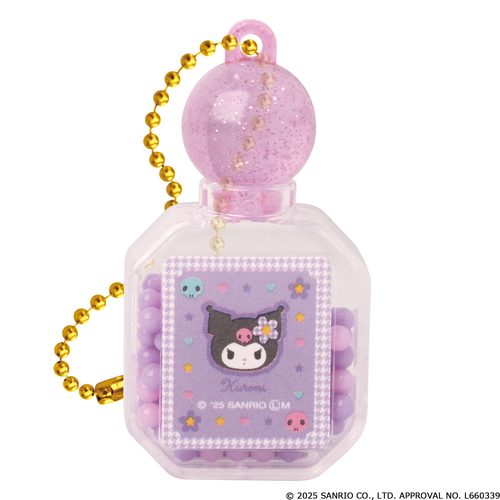 サンリオキャラクターズの「パフュームボトル型 キラキラキーチェーン