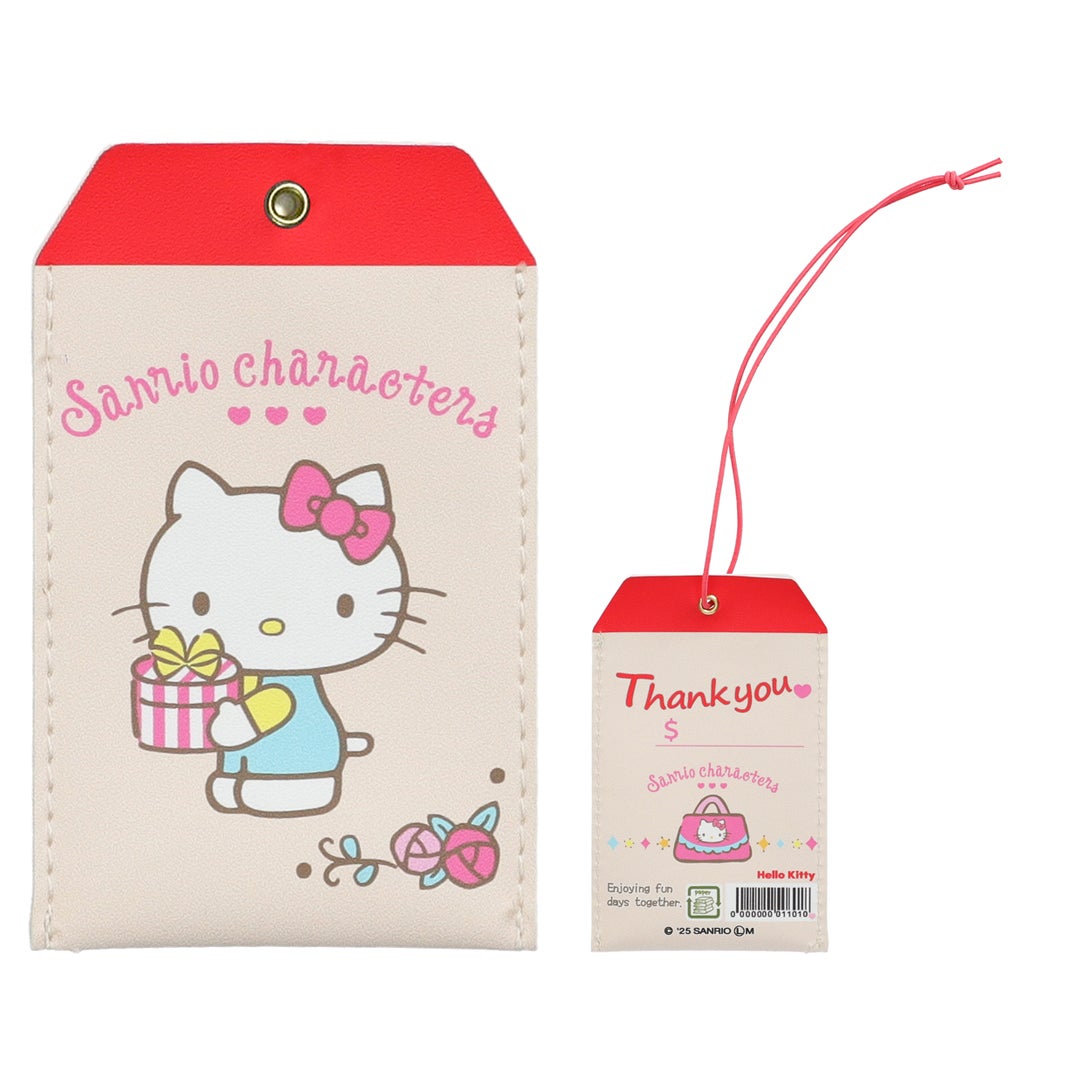 お買い物を楽しむサンリオのキャラクターをデザインしたショップのタグ