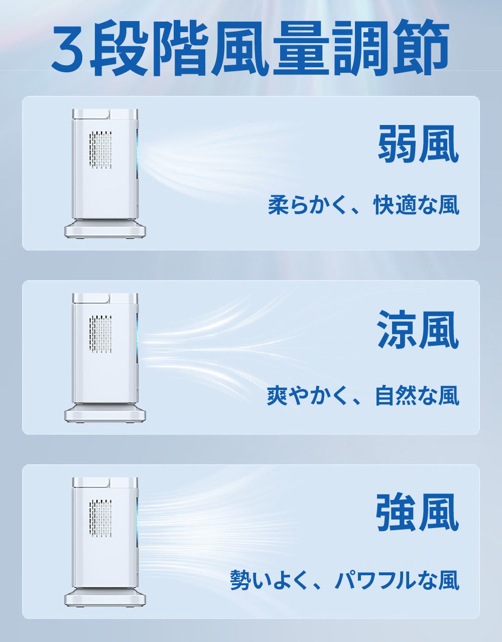 よく冷える高性能ペルチェ素子採用！3段階風量調節可能で機能的な卓上