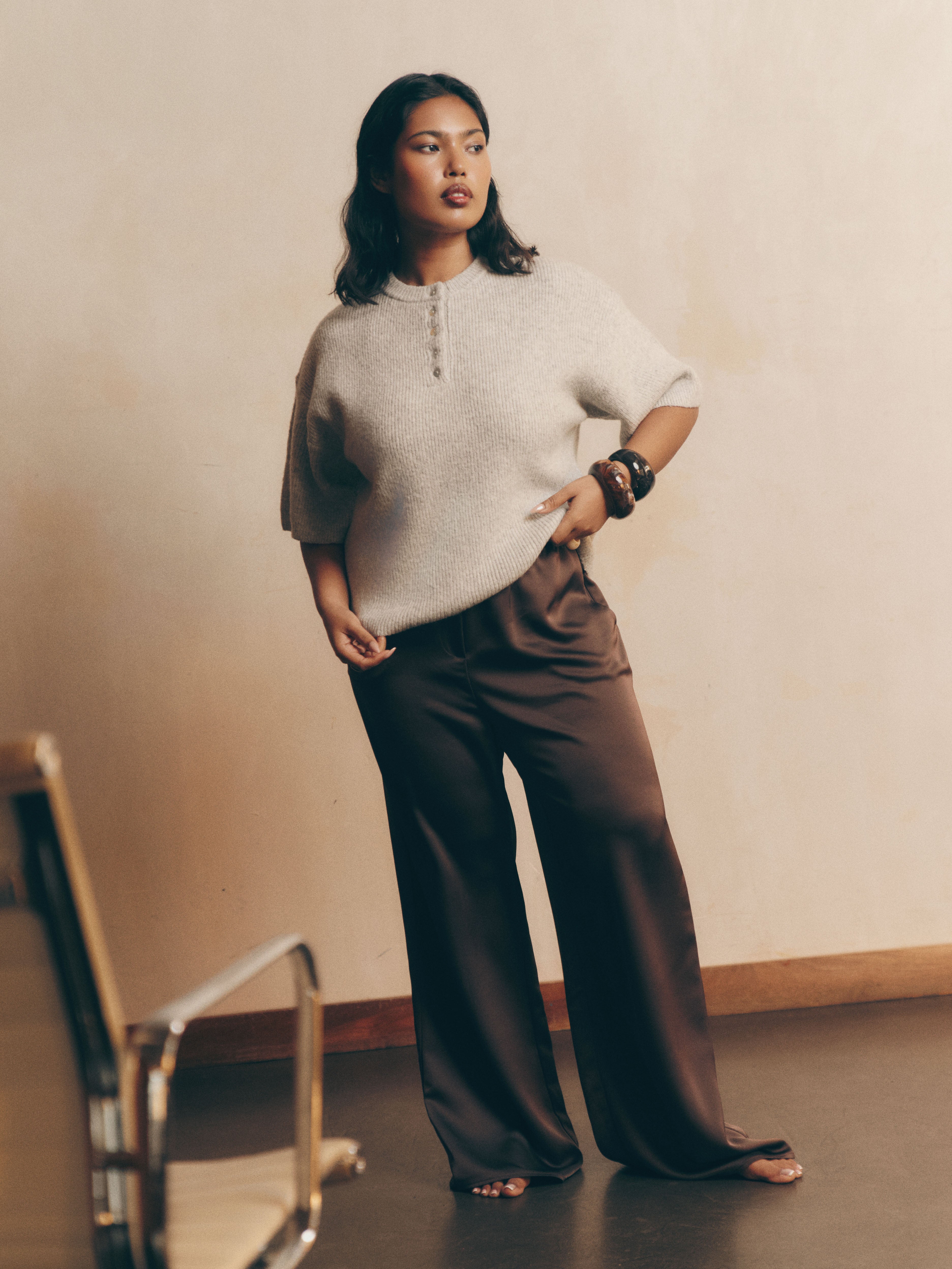 Amari Fluffy Knit Top - Grey Marl – Pretty Lavish