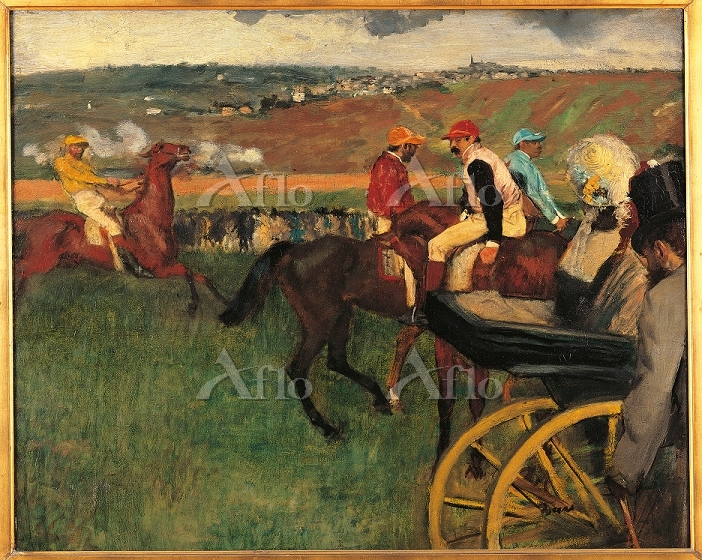 ドガ 「競馬場 1台の馬車とアマチュア騎手たち」 [22008011]のアート
