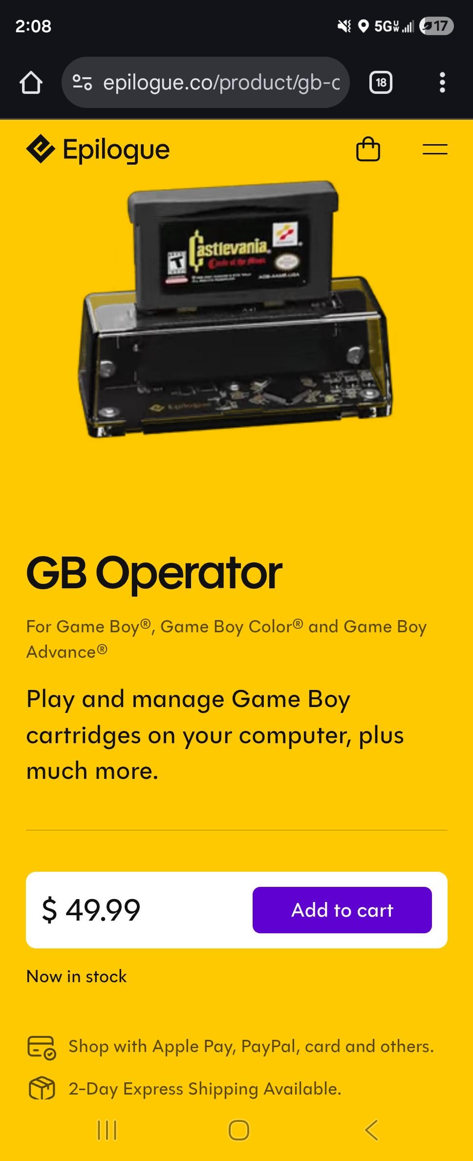 Has anyone used epilogue GB operator : r/Gameboy