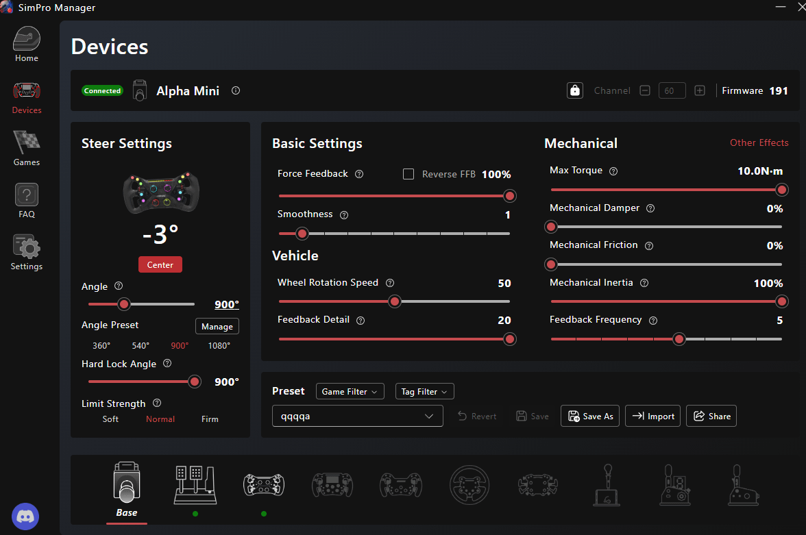Simagic Alpha Mini の設定ヘルプ : r/simracing