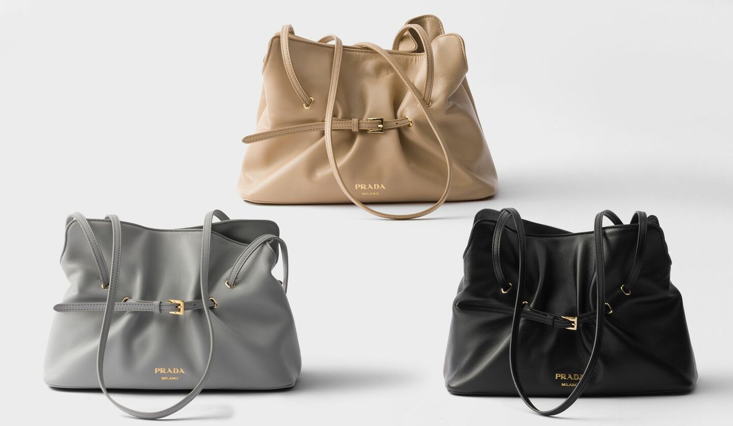 プラダ】仕事にも使える新作バッグ｜華奢なベルト＆ハンドルとナッパ