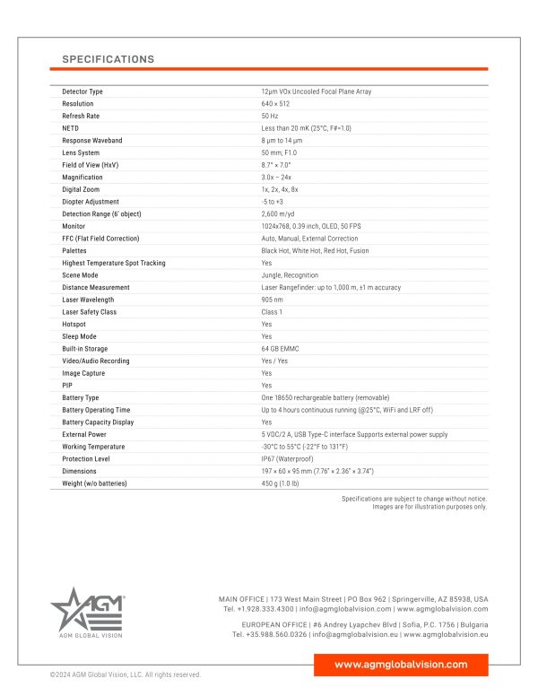 AGM Reach IR 50-640 LRF Thermal Monocular