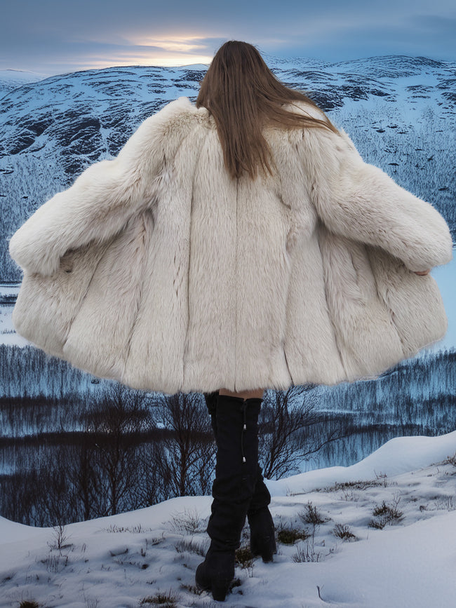 Plush Fox Fur Coat - Luxury Women's Fashion | Elegant Softness