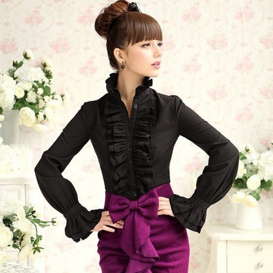 QOOZAセレクト / フリルシャツ［BLK］（582018） - QOOZA