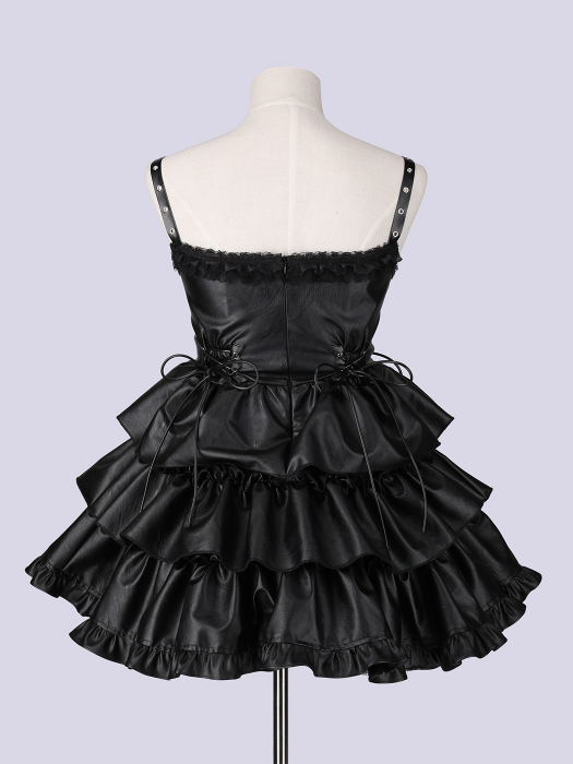 IMVAL / Frill Heart Dress [BLK] - QOOZA