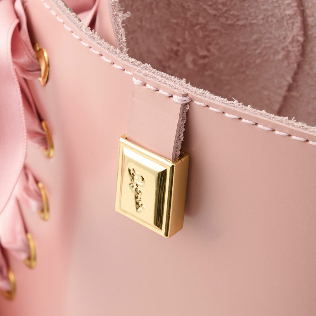 残り1点】【本革】メルティングチョコレート サテンリボンレースアップ