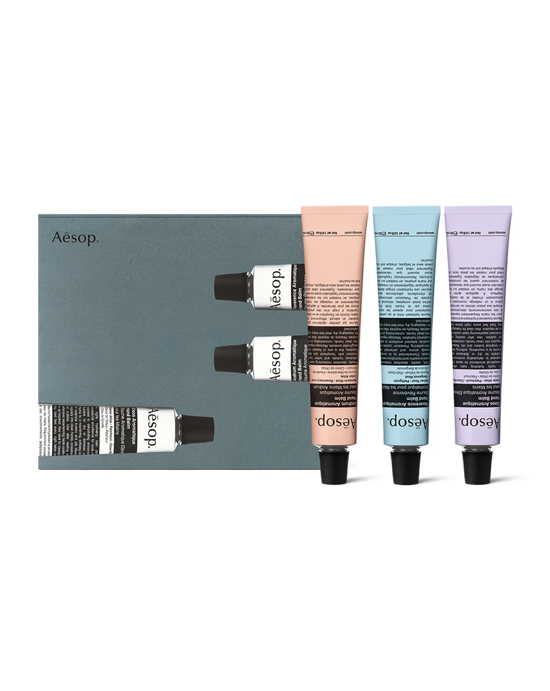 Aesopがホリデーシーズンギフトにミニハンドバームトリオを発売 │ QUI