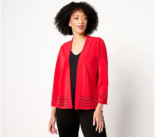 Susan Graver LK Fusion Open Front Cardigan with Laser-Cut Border