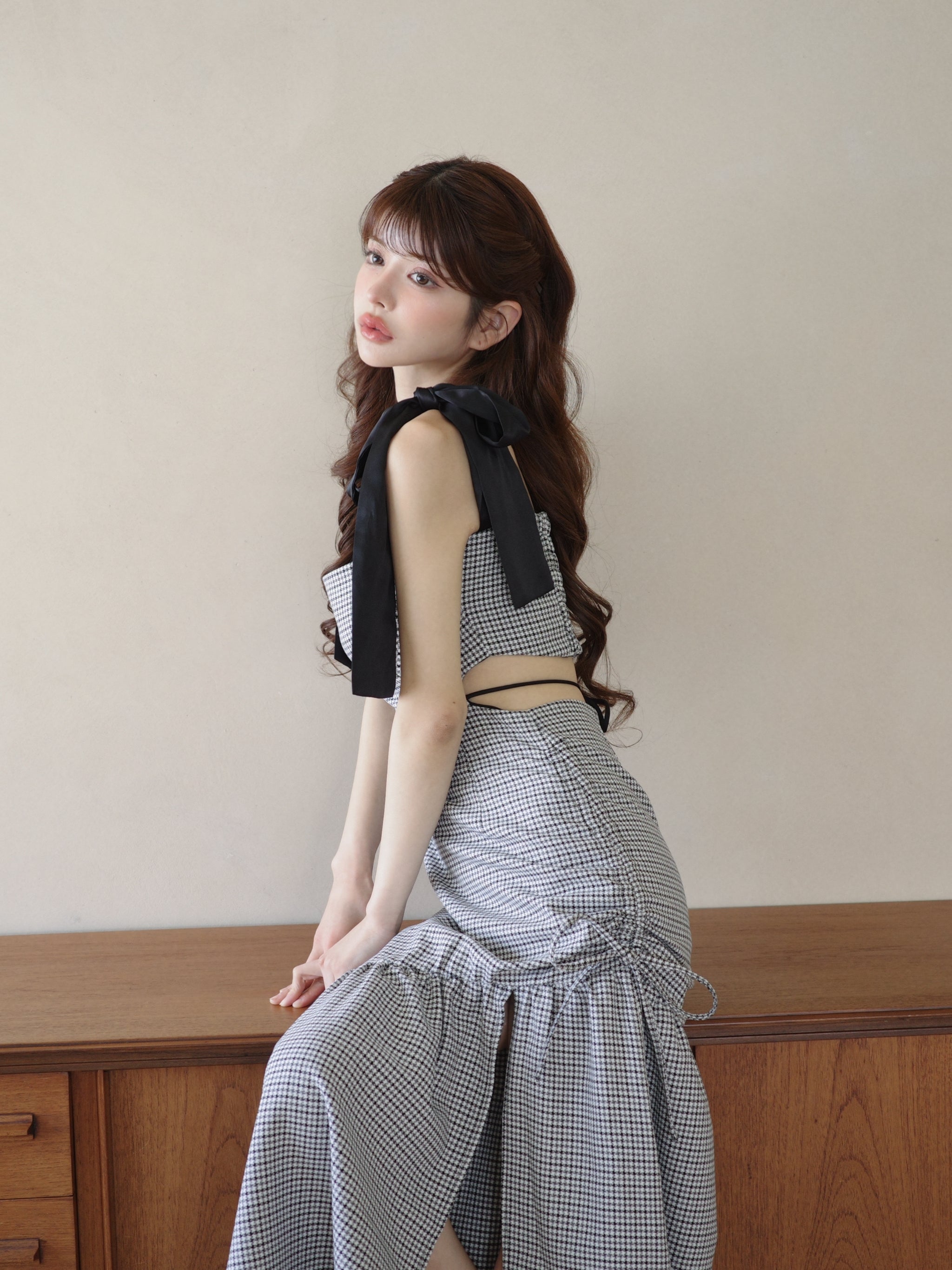 バックオープンハウンドチェックワンピース – Randy