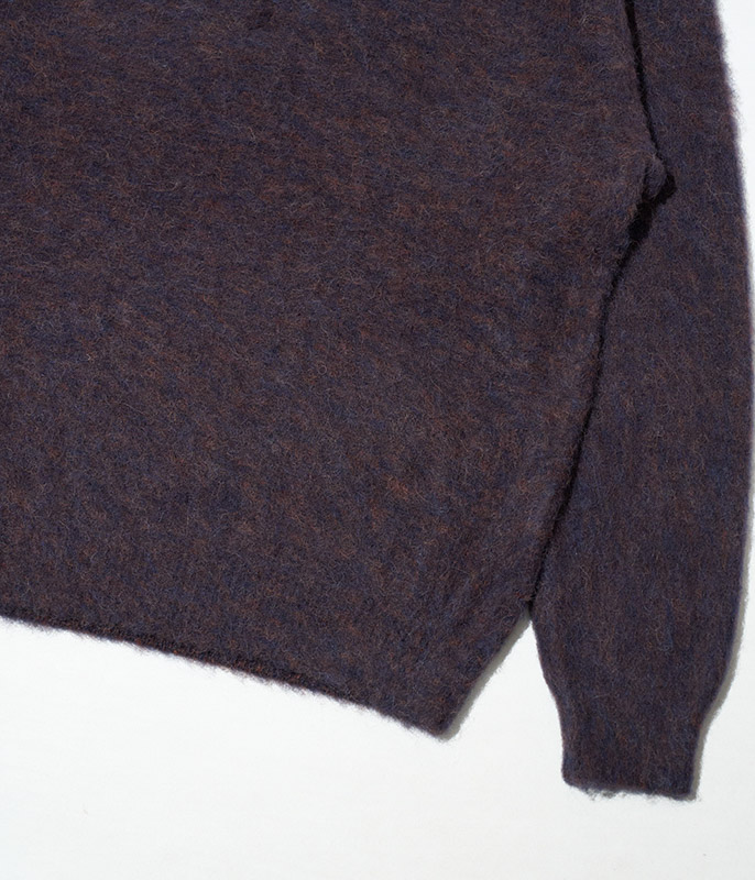 YOKE 3Color Mix Alpaca Crewneck Sweater [BROWN NAVY] - Fresh