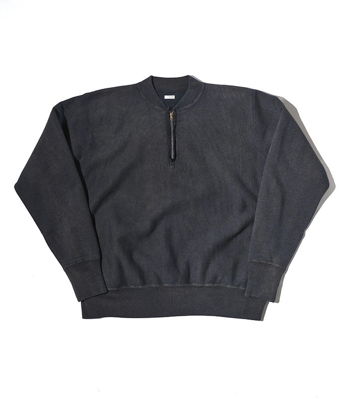 A.PRESSE Vintage Half Zip Rib Collar Sweatshirt [BLACK] - Fresh