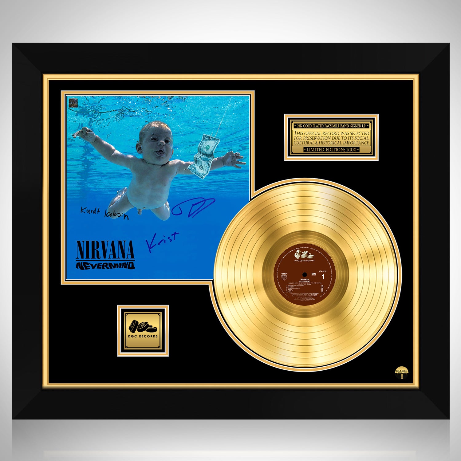 Nirvana Nevermind Gold LP Limited Signature Edition Custom Frame
