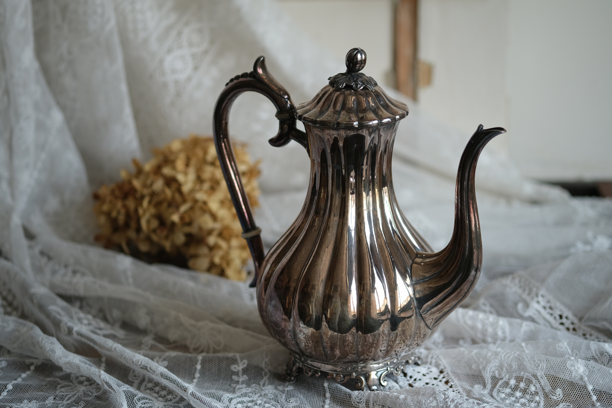 F11 フランス アンティーク ティーポット シルバープレート