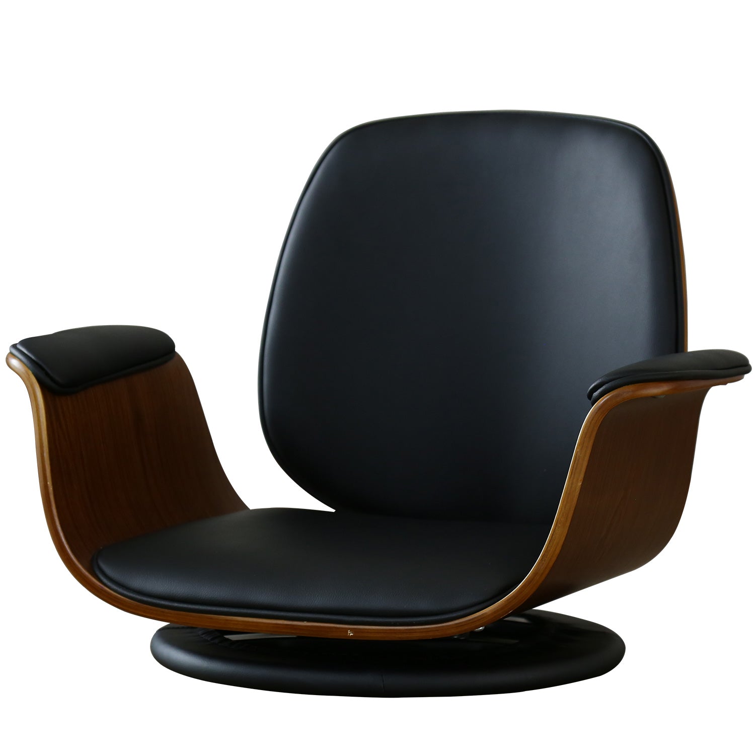 座椅子 回転座椅子 ラウンジチェア 木目柄 ひじ掛け付き 曲木