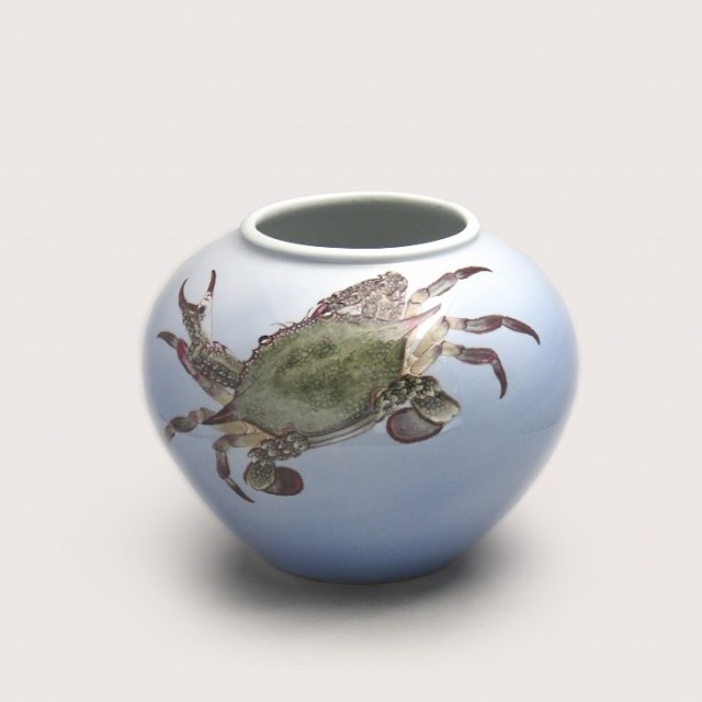 SOLD】2代 真葛 香山 「水釉蟹画花瓶」 | 京都祇園の古美術、古陶磁