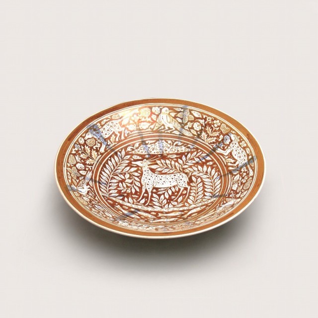 加藤 卓男 「ラスター彩遊鹿文大皿」 | 京都祇園の古美術、古陶磁