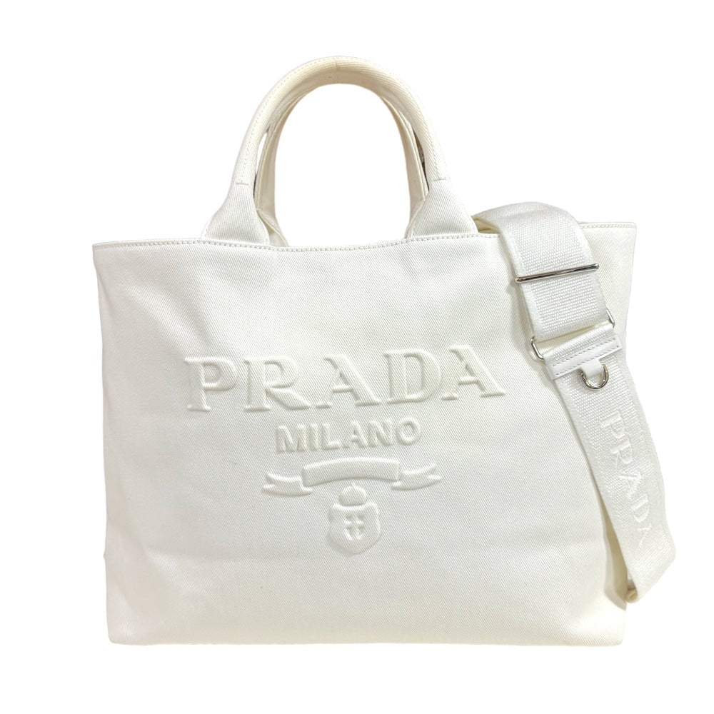 PRADA プラダ ショルダーバッグ キャンバス ホワイト レディース 中古