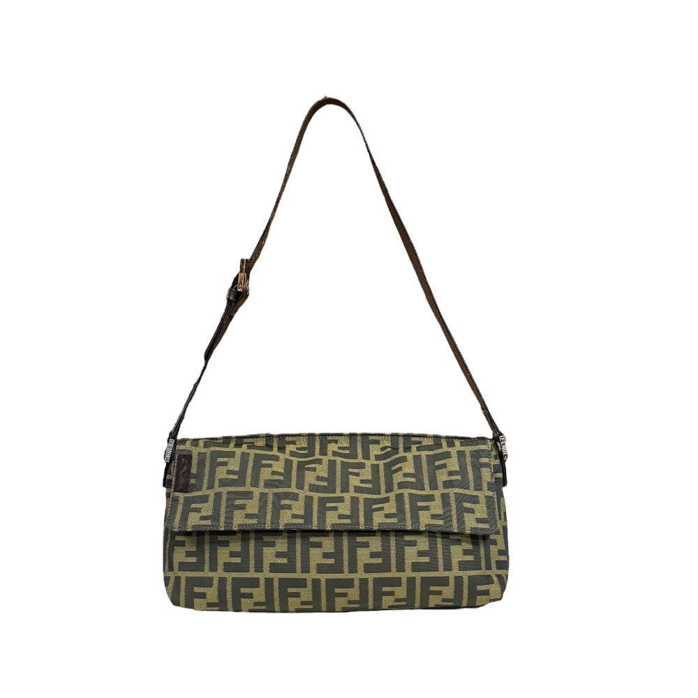 FENDI フェンディ ズッカ ショルダーバッグ レザー ブラウン