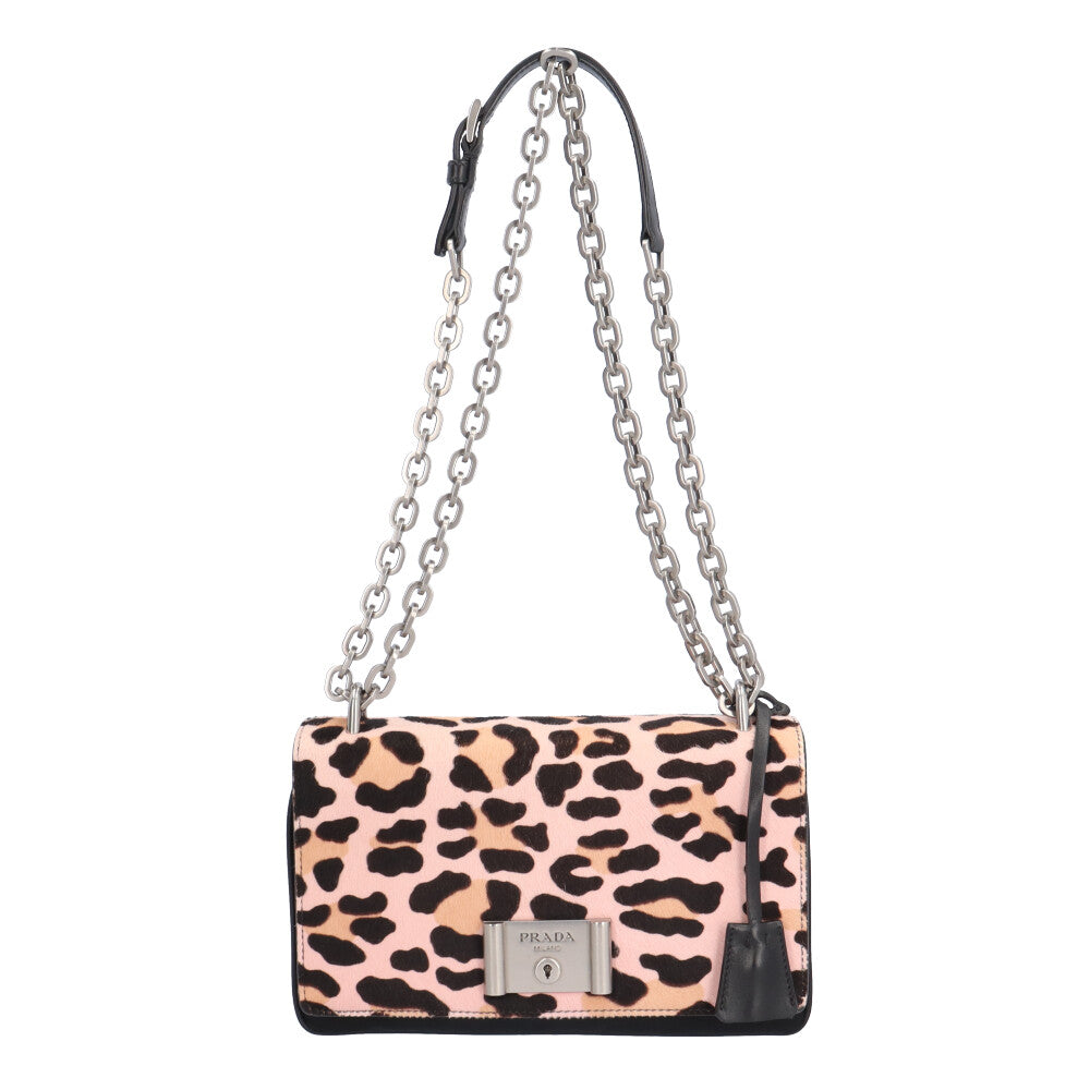 PRADA プラダ レオパード柄チェーンショルダー ショルダーバッグ