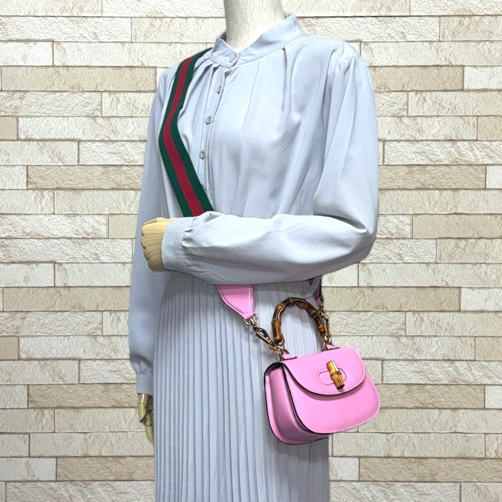 GUCCI グッチ ミニトップハンドルバッグ バンブー ショルダーバッグ