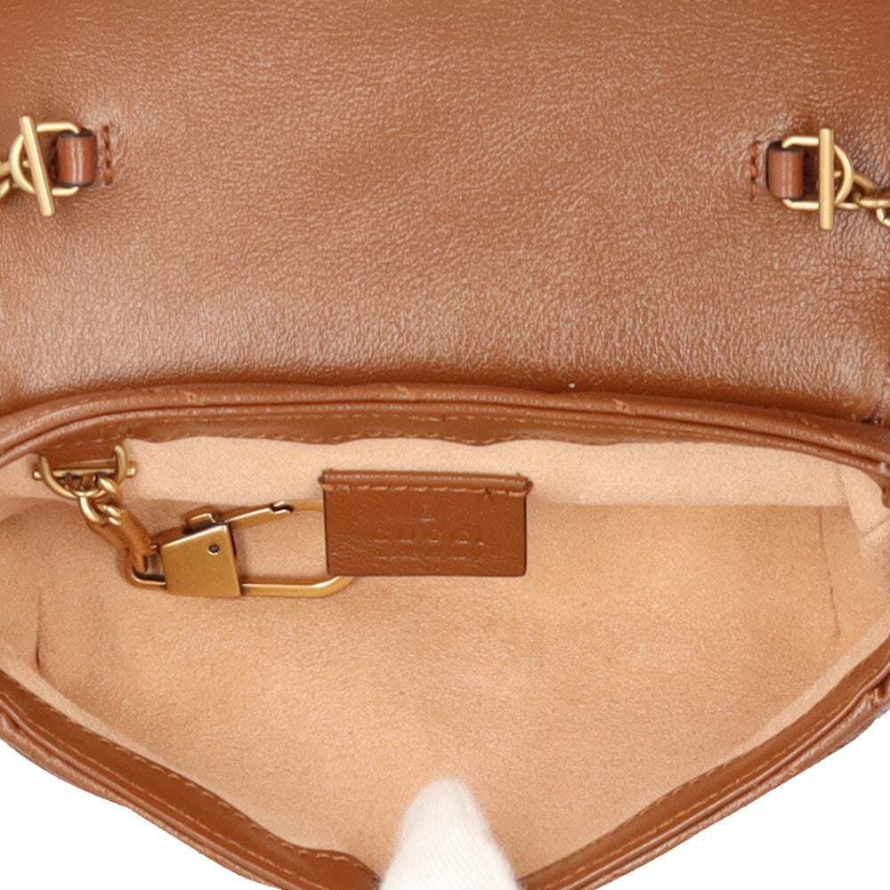 GUCCI グッチ GGマーモント ショルダーバッグ レザー ブラウン