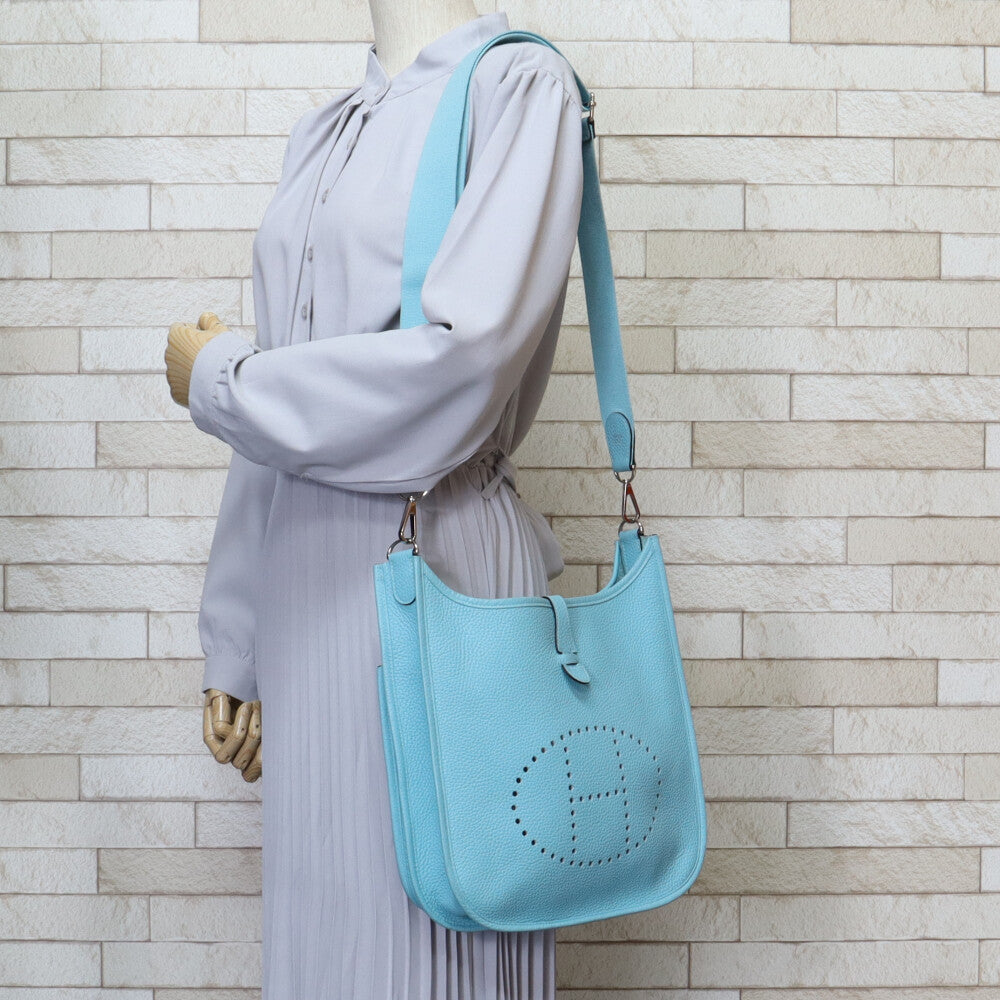 HERMES エルメス エブリンIII PM ショルダーバッグ レザー ブルー