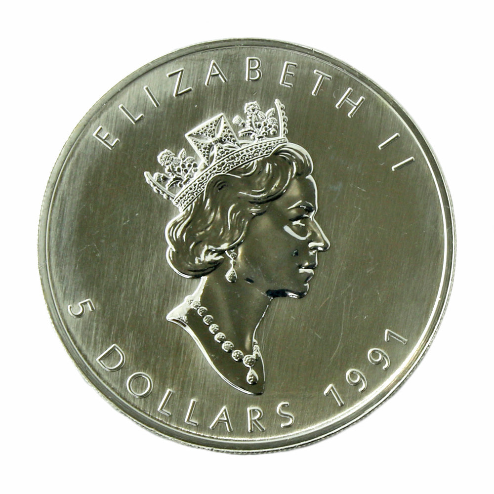 中古】 外国コイン メイプルリーフ 1オンス 5ドル カナダ 銀貨 純銀