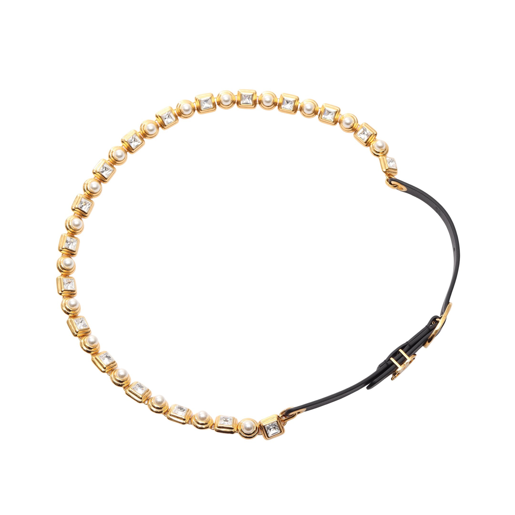 ココマーク ビジュー チェーン ベルト レザー GP クリスタル フェイク