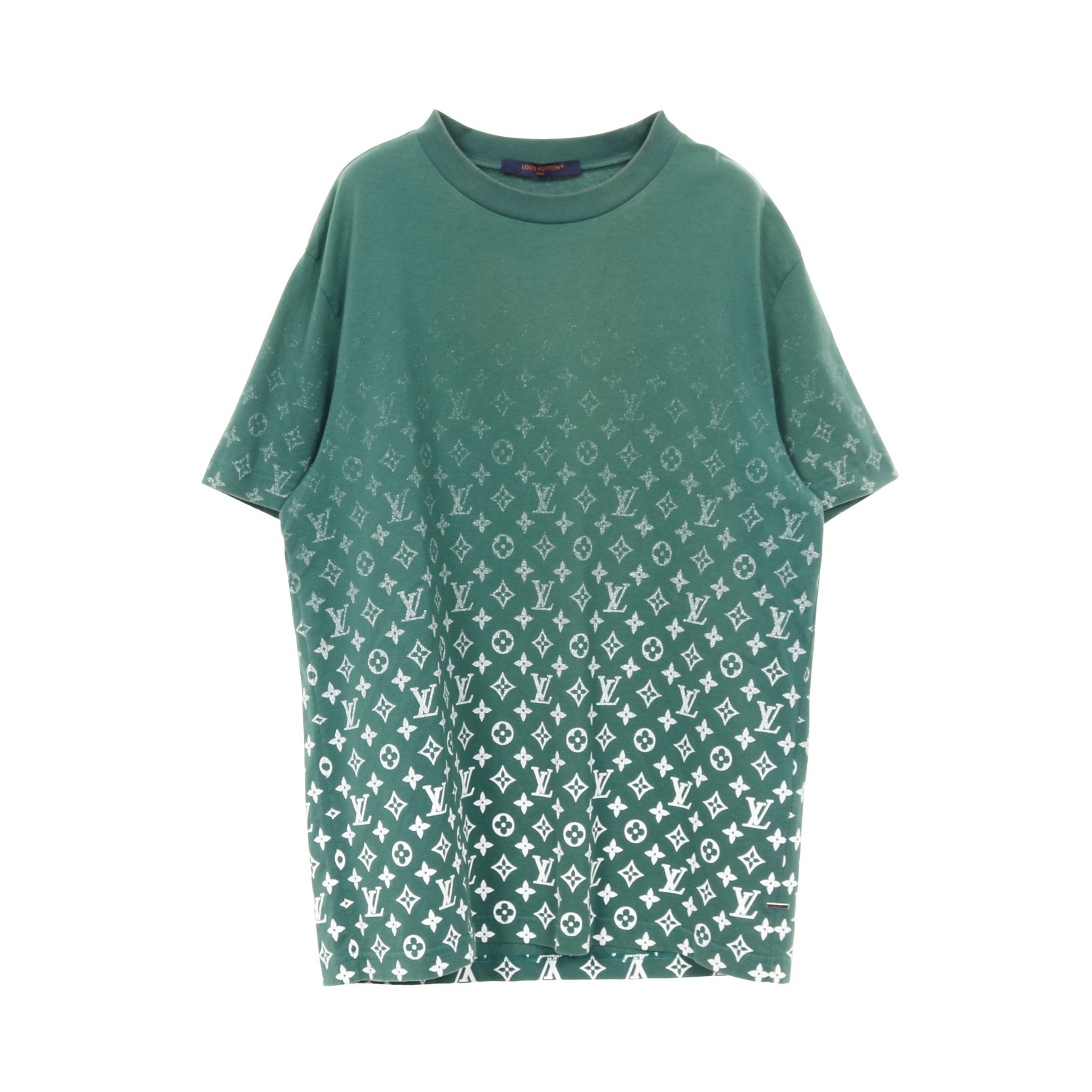 モノグラムグラディエント Tシャツ コットン グリーン ホワイト ルイ