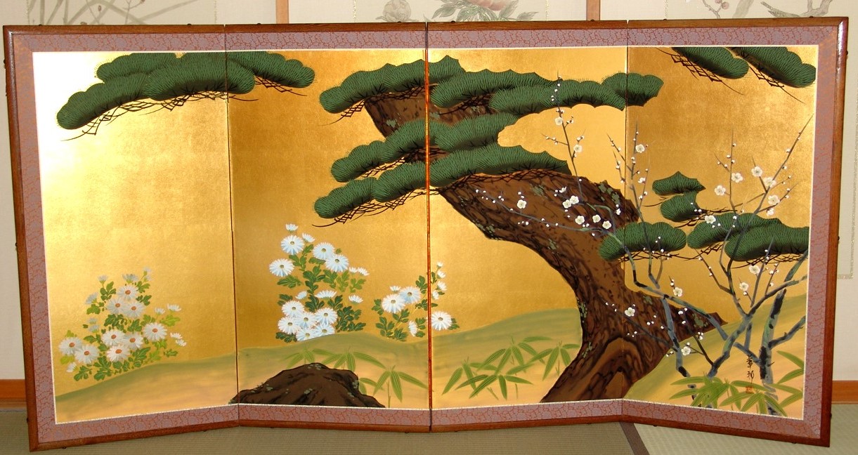 金屏風 日本画金屏風の製造/通信販売(通販) 御子柴屏風店