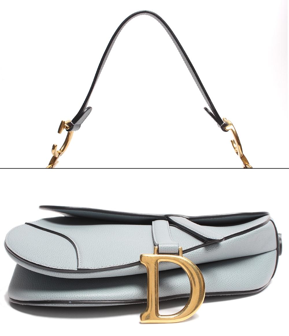 クリスチャンディオール レザーショルダーバッグ ゴールド金具 サドル