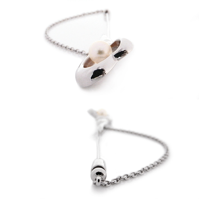 タサキ(TASAKI) SILVER パール ピンブローチ ハートモチーフ S刻印 箱