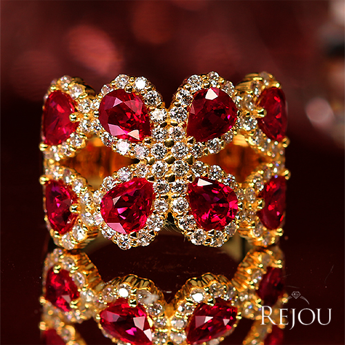 ミャンマー産(ビルマ産)ルビー 2.6ct ダイヤモンド 約1ct イエロー