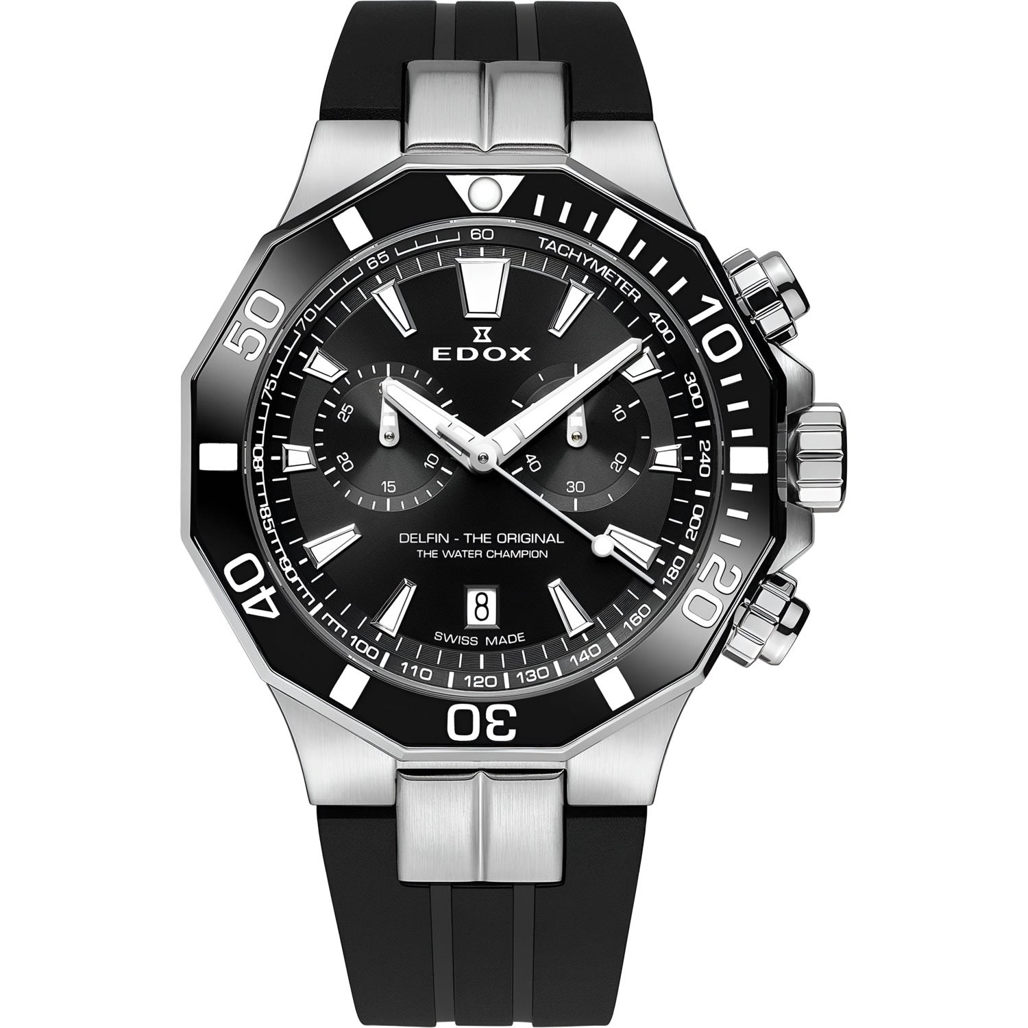 Reloj Edox Delfin The Original Chronograph Hombre Pulsera Negra