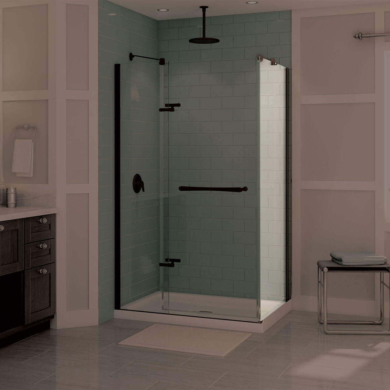 Reveal 71 Return Panel for 32 in. Base with Clear glass in Dark