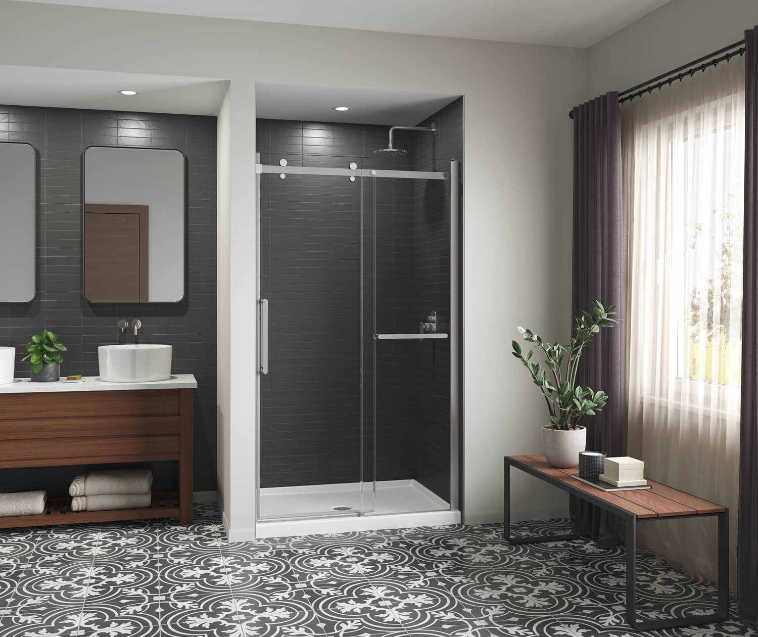 Icon Base 4836 AcrylX Alcove Center Drain Shower Base in White