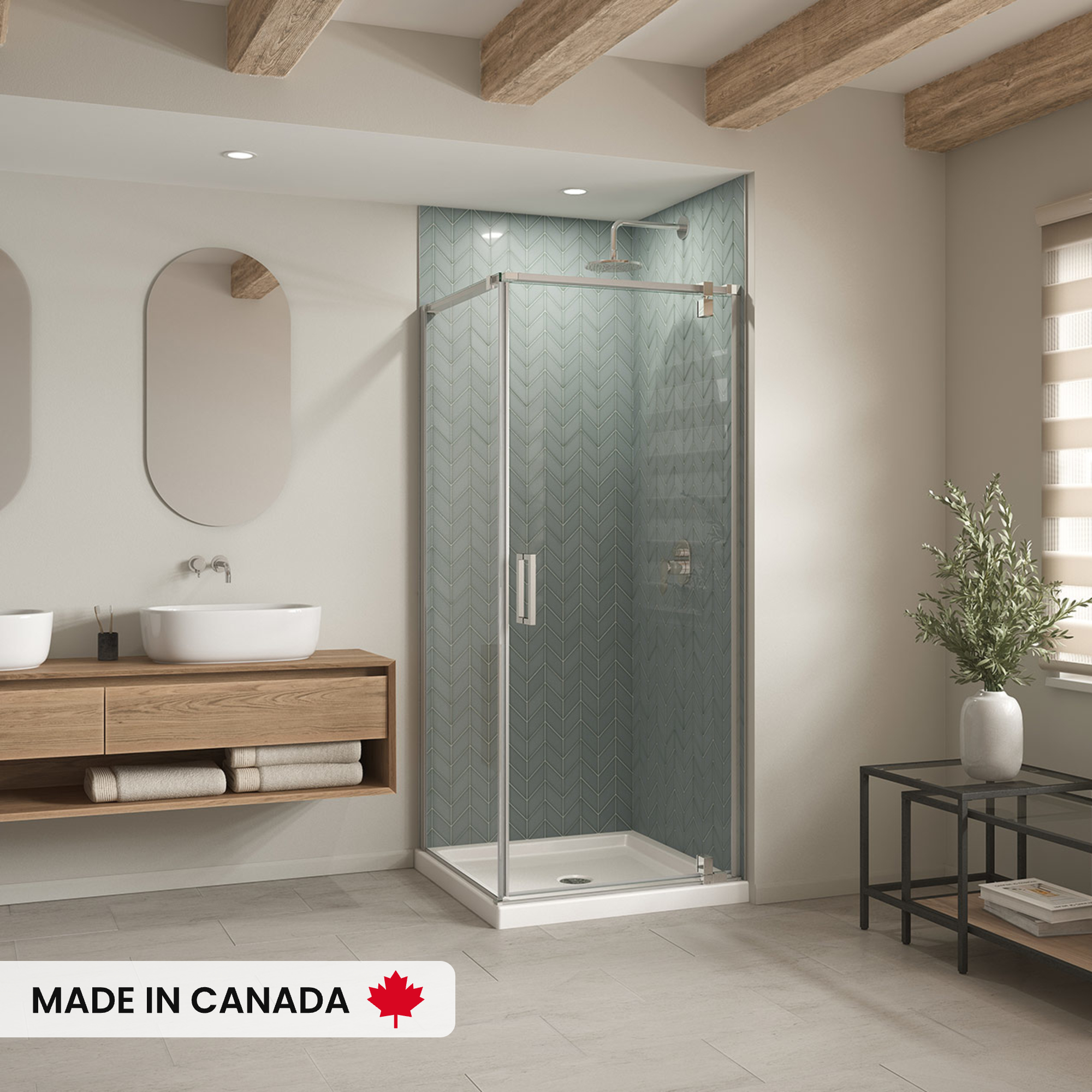 Reveal Sleek 71 Return Panel for 36 in. Base with Clear glass in