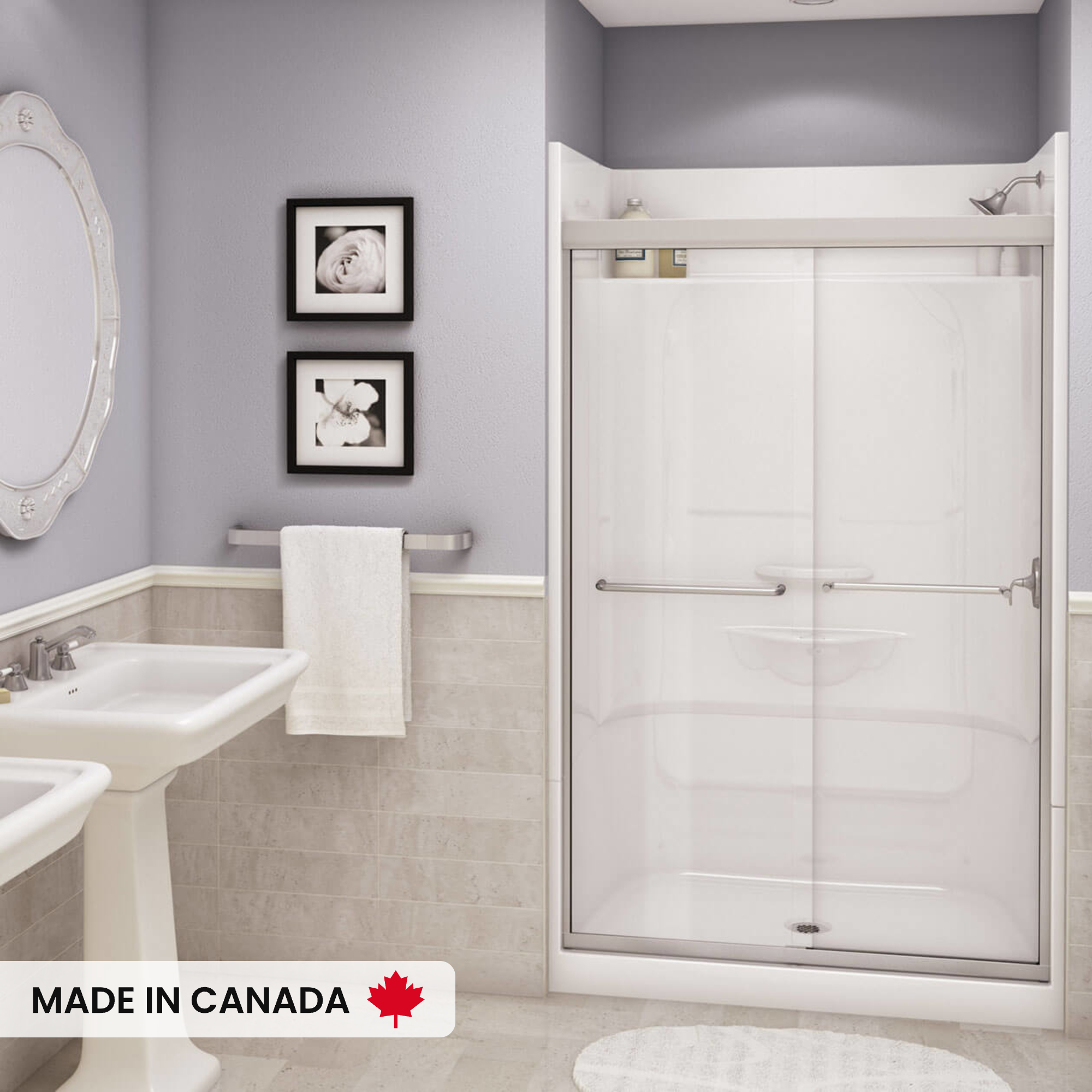 Essence SH-4834 AcrylX Alcove Center Drain Four-Piece Shower in