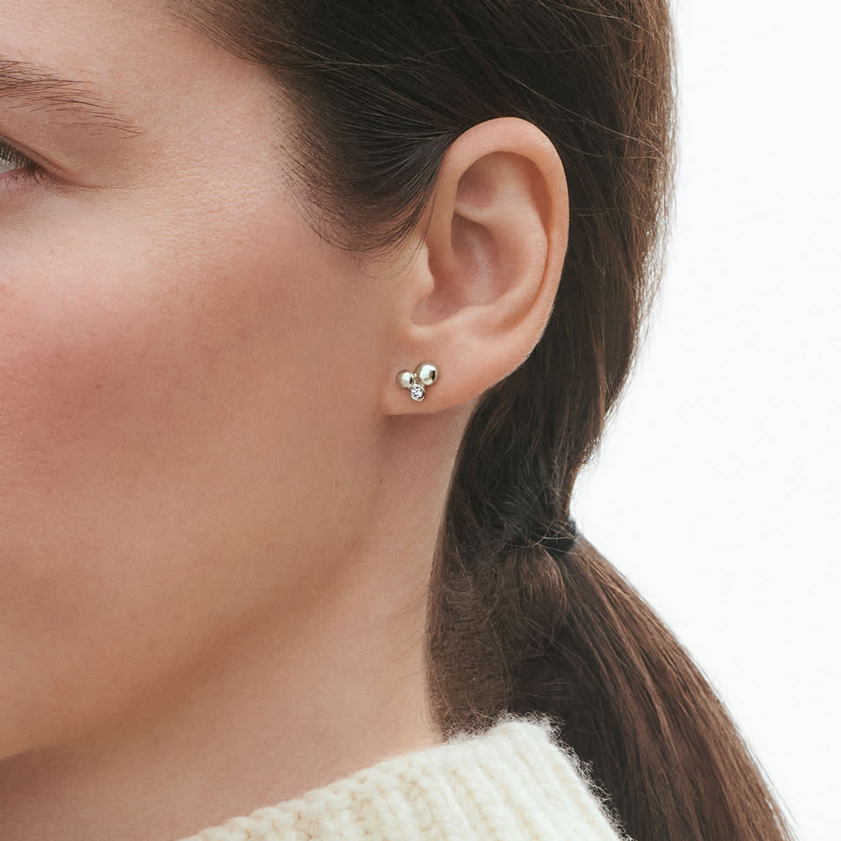 Moonlight Grapes earrings in sterling silver with diamonds