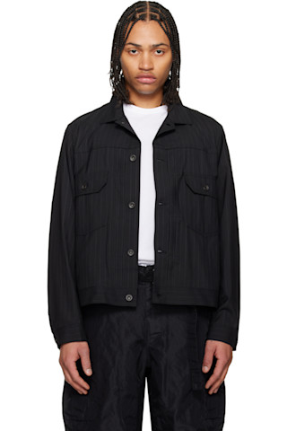 sacai: ブラック チョークストライプ ジャケット | SSENSE 日本