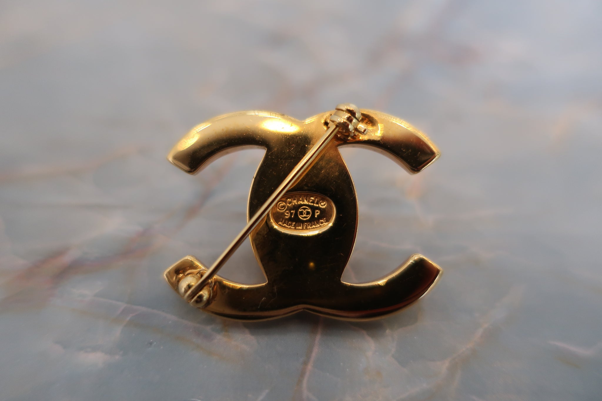CHANEL/シャネル ターンロックブローチ 金メッキ ゴールド ブローチ