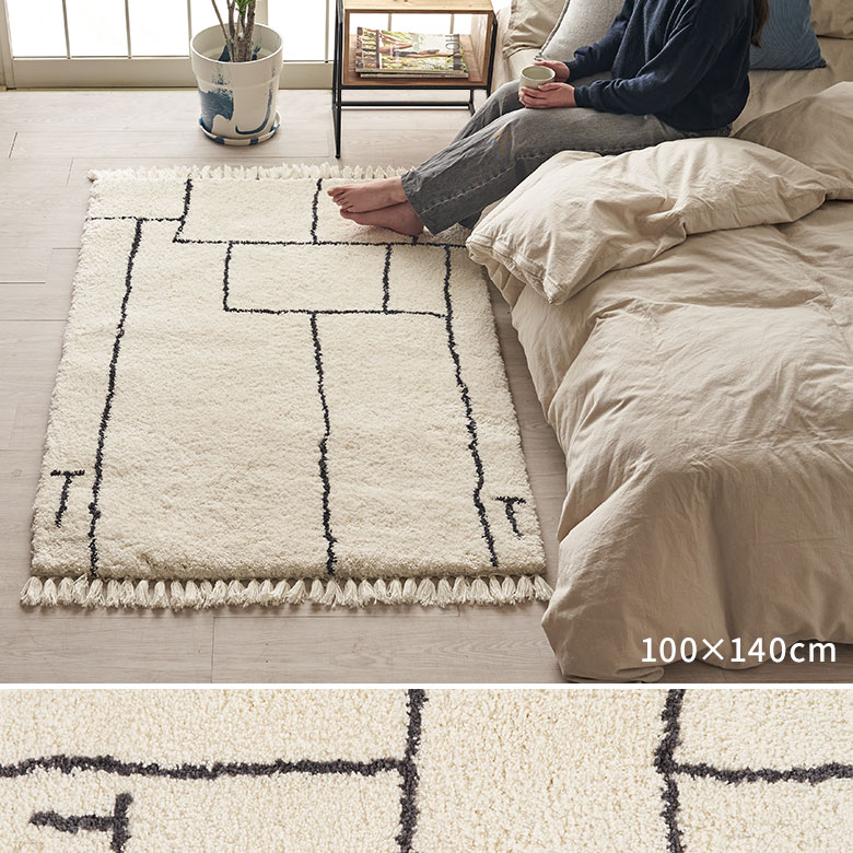 ラグ ラグマット 約 185×185cm ベニオワレン風 正方形 滑り止め 付き