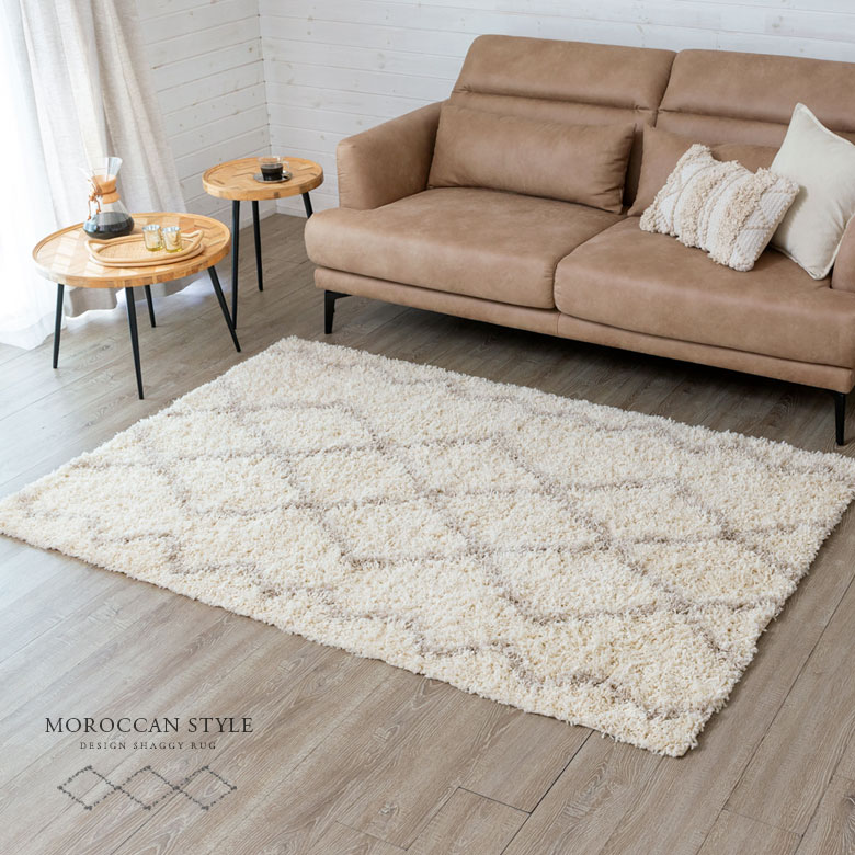 ラグ ラグマット 約 130×190cm ベニオワレン風 エジプト製 アイボリー